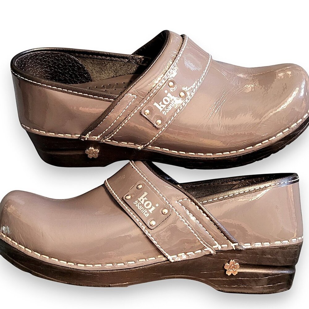 Koi by Sanita Patent Leather Women's Clogs, Gray EU 37 / US 6, Nursing - EUC